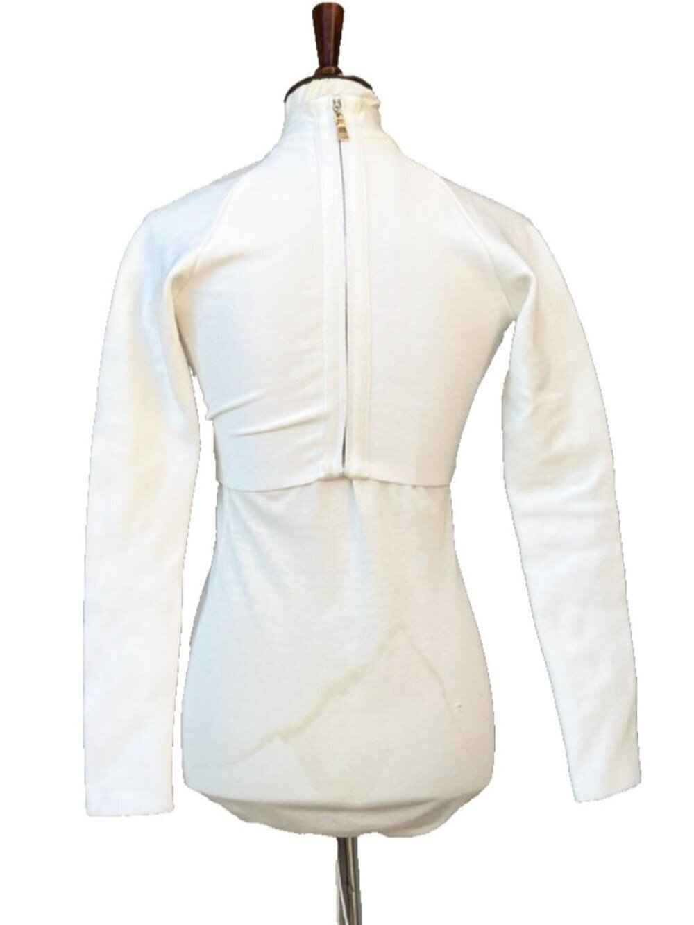 Bossa White Cutout Mock Neck Bandage Top Long Sleeve Stretch Size M - Picture 6 of 9
